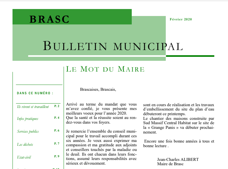 Vignette Bulletin Municipal Brasc 2020